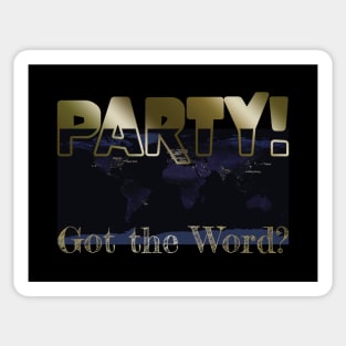 Got the Word? Party! Fun Text Design with World Map at Night at City Names Sticker